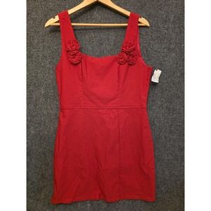 Francesca's Dress Womens XL Red Rosette Strap Scoop Neck Sheath Mini Party